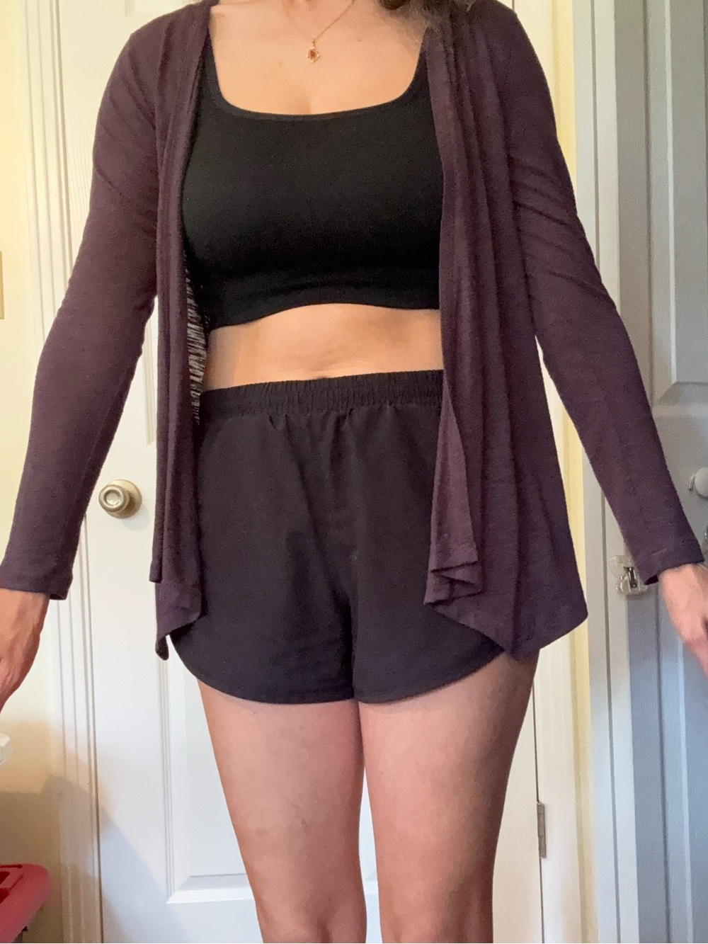 Lightweight Women's Open Front Cardigan - Dark Purple